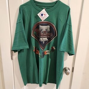 NWT Majestic Philadelphia Phillies Philly Irish T-Shirt  Kelly Green - Size XXL